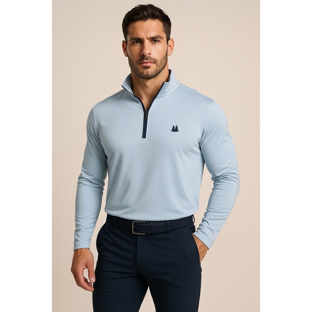 Greyson Tate Mockneck 1/4 Zip Pine Tree Performance Shirt Wolf Blue Mens Size XL